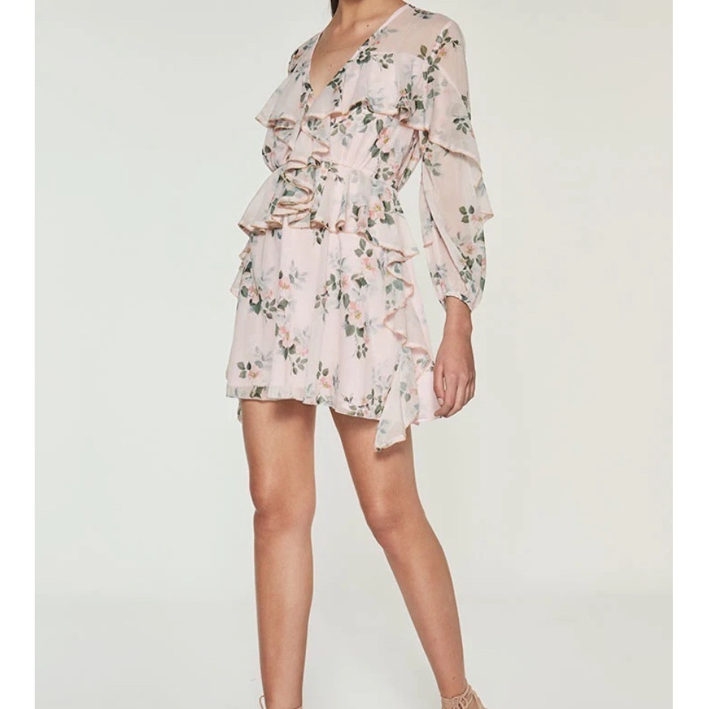 La Maison Talulah wild Thyme pastel pink floral mini dress M - Picture 2 of 12